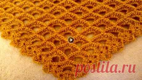 МК.Легкая ажурная шаль узором &quot;соты&quot;крючком.MK.Light openwork shawl pattern &quot;honeycomb&quot; crochet. Легкая ажурная шаль узором &quot;соты&quot; чудесно и элегантно смотрится, очень оригинальна, необычна и красива.С вязанием стравится даже неопытная р...