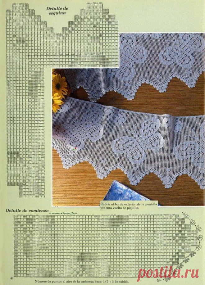 Филейная кайма Бабочка схема. Бордюры крючком схемы |