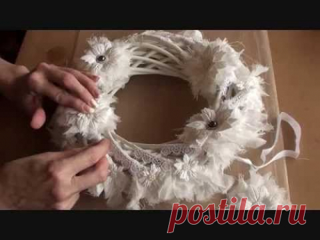 Венок в стиле Шебби-шик / Wild Orchid Crafts - Shabby Christmas Wreath Tutorial - YouTube