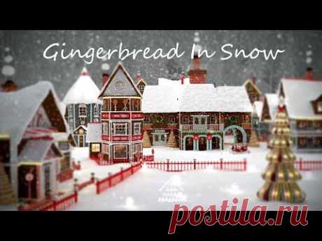 Gingerbread In Snow | Christmas Music Ambience | Holiday Screensaver Created In Blender