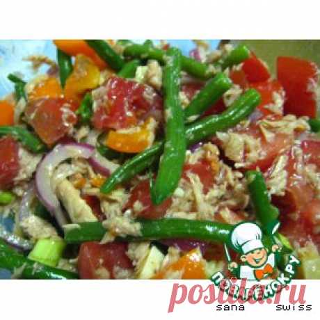 Овощной салат с тунцом и зеленой фасолью - кулинарный рецепт