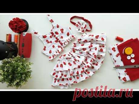 DIY - How to stitch Ruffle Skirt Baby/Kids (Easy Sew for beginners)