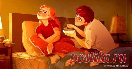 Художница нарисовала комиксы о жизни с родным человеком, в которых море уюта, тепла и любви . Милая Я