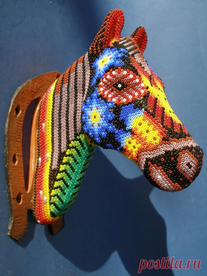 Уичоль Дерево Лошадь главы - Латинский - Мексиканская народного искусства Ремесло