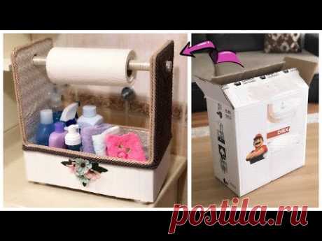 KARTON KUTUDAN BANYO DÜZENLEYİCİ YAPIMI // Making Storage Box From Cardboard