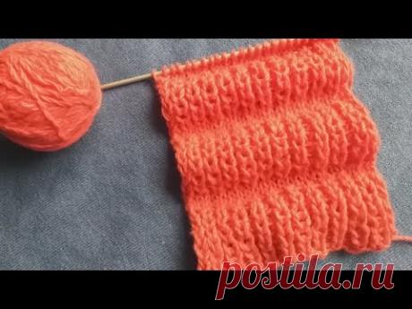 Очень простой, красивый и объемный узор спицами | Ирина Буланова | Яндекс Дзен