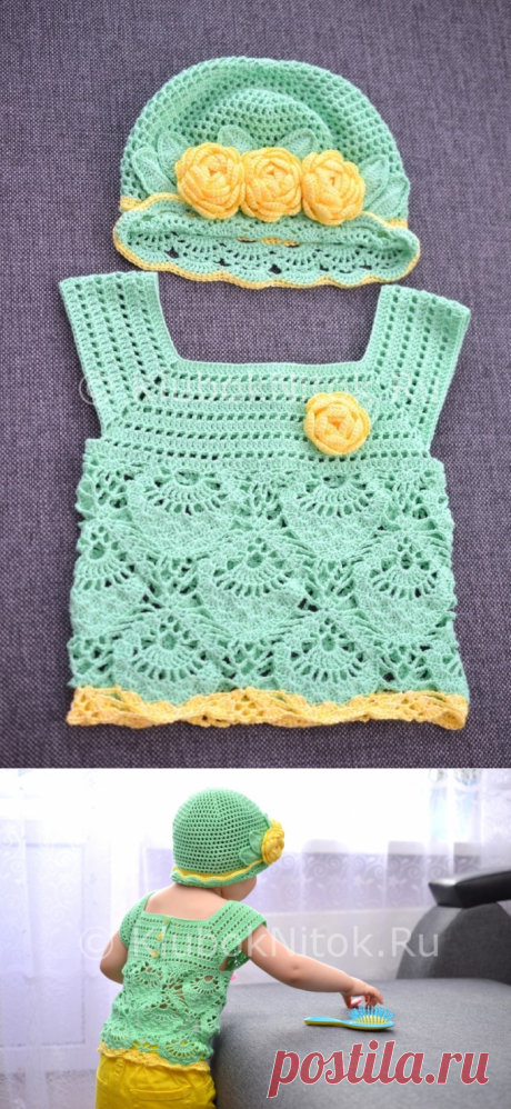 Панамка и топ &amp;#171;Очаровашка&amp;#187; | Вязание для девочек | Вязание спицами и крючком. Схемы вязания.
