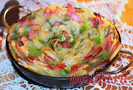 Картофель запечённый – рецепт с колбасой и сыром:Рецепт №1