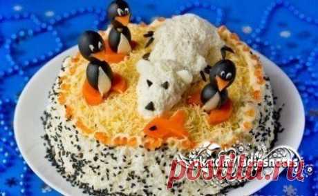 Праздничный салатик "Северный полюс" | Женский журнал