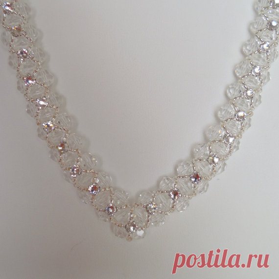 Bridal Swarovski Crystal Necklace with Rhinestones and Seed