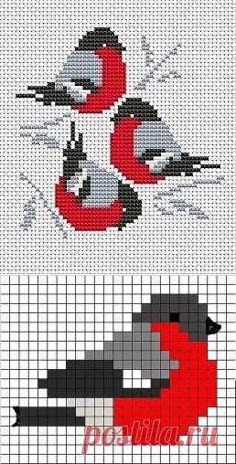 Жаккардовый узор со снегирями