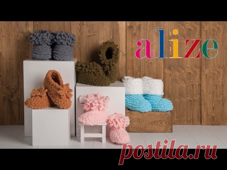 Alize Puffy ile Ev Ayakkabısı - Making Home Shoes with Alize Puffy