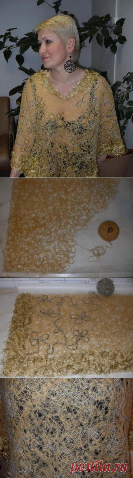 Техника Crazy wool или как я делала пончо