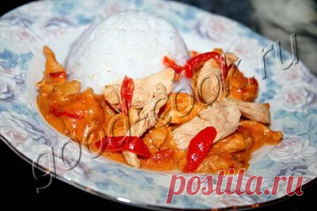 курица тушеная в сливках с болгарским перцем, рецепт приготовления