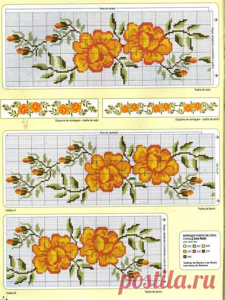 Izšūšana Soli pa solim: Cross stitch - Ziedi