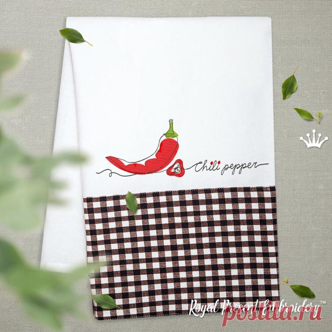 Чили Перец Дизайн машинной вышивки - 4 размера
