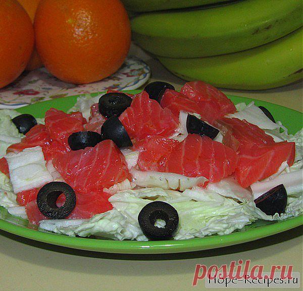 Нежный салат из семги с пекинской капустой © Кулинарный блог #Рецепты Надежды