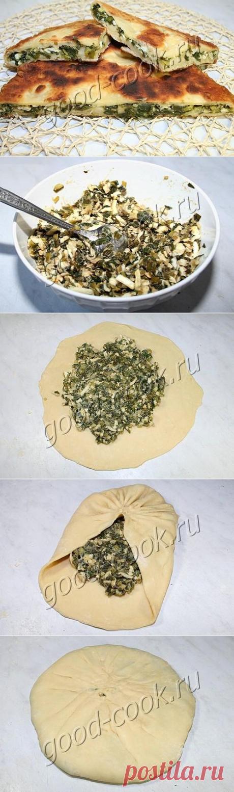 Хорошая кухня - жареный пирог с зеленым луком и яйцами. Кулинарная книга рецептов. Салаты, выпечка.