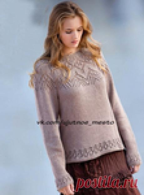 Джемпер с ажурной кокеткой Hello, doily