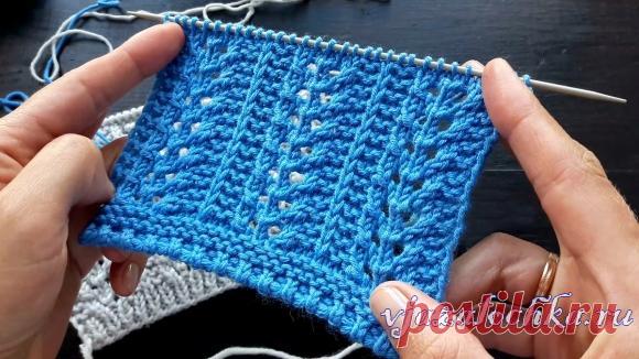 Шикарный узор «Ажурные полосы» спицами