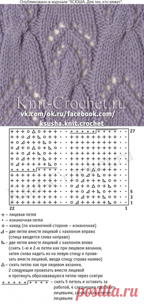 Связанный на спицах фрагмент узора "коса" или "жгут". - Узоры для вязания спицами - Вязание спицами - Каталог статей - Вязание спицами и крючком