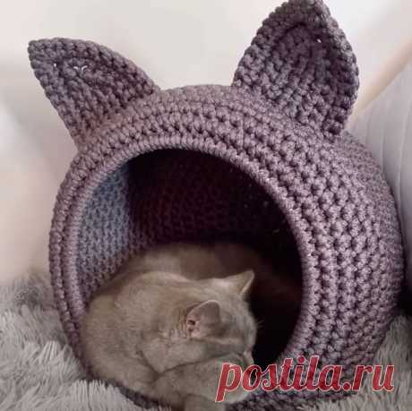 Домик для кошки крючком. Мастер-класс | Креаликум