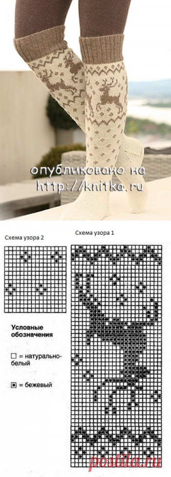 Гетры/гольфы с оленями, Вязание для женщин