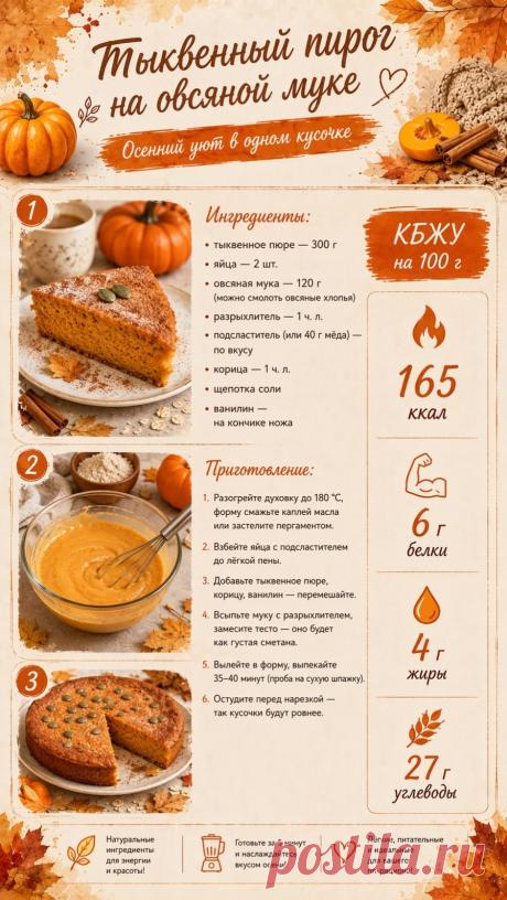 Тыквенный пирог на овсяной муке