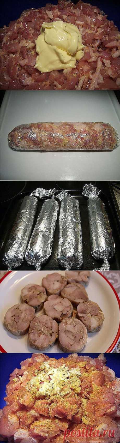 Колбаса куриная домашняя быстрого приготовления.