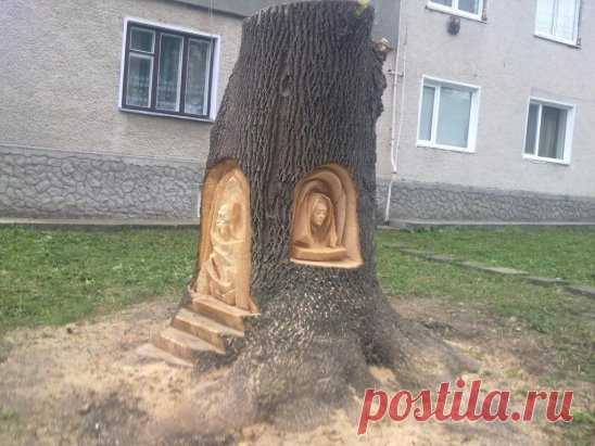 Шедевр на остатке дерева!
