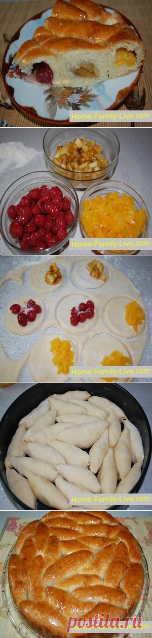 Пирог с тройной начинкой - пошаговый фоторецепт - три начинки в одномКулинарные рецепты