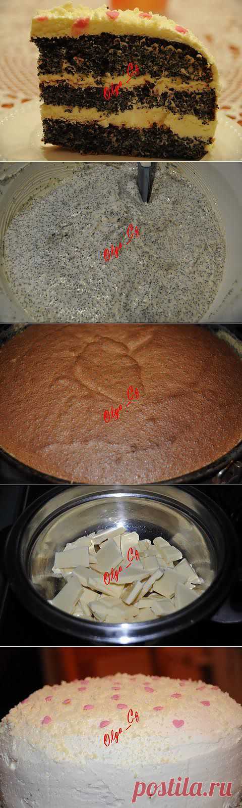 Маковый торт со сливочным кремом из белого шоколада | 4vkusa.ru