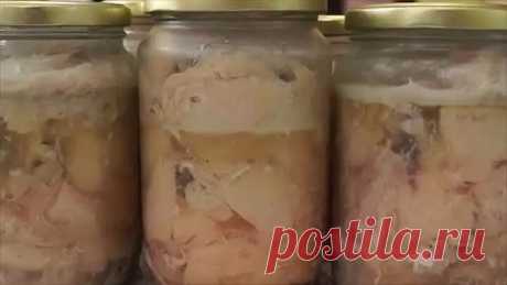 Домашняя тушенка из курицы в духовке. Простой рецепт.