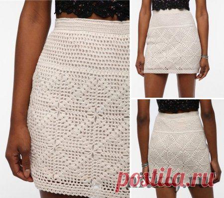 Подиумная юбка крючком из квадратных мотивов » Ниткой - вязаные вещи для вашего дома, вязание крючком, вязание спицами, схемы вязания