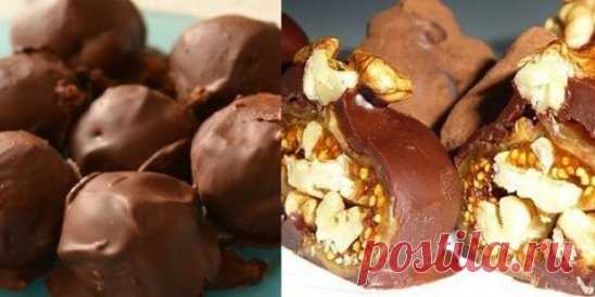 Не покупайте конфеты, лучше приготовить их дома. 5 лучших рецептов
1) Ингредиенты: ● курага — 5 шт ● грецкий орех — 5 шт ● мед — 1/2 ст ложки ● молоко — 1 ст ложка ● горький шоколад — 70-90 гр ● какао, кунжут — для украшения
Приготовление: 
Горький шоколад мелко поломать и растопить с молоком (в микроволновке или на водяной бане), курагу и орехи мелко порубить (можно измельчить в блендере), смешать растопленный шоколад, орехи, курагу и мед, остудить из полученной массы скатать маленькие шарики,