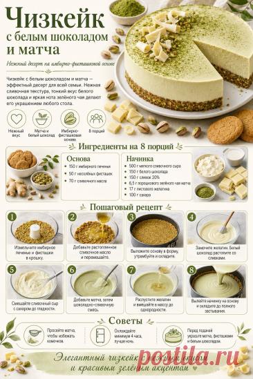 Чизкейк с белым шоколадом и матча