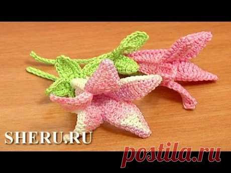 How To Make Crochet Bell Flower Урок 71 часть 2 из 2 Как вязать цветок - YouTube