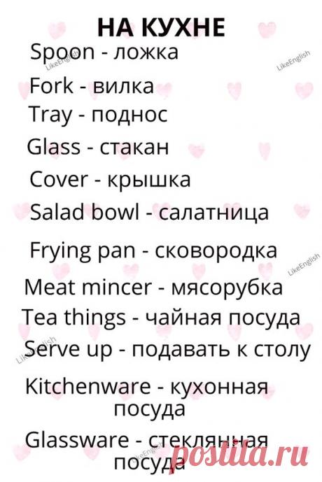 Фразы "На кухне" на английском языке с переводом.