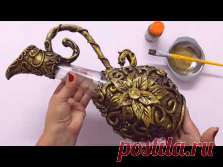 Garrafa Decorada do lixo ao luxo incrível - Artesanato e DIY ROOM  DECOR by Valdirene Oliveira
