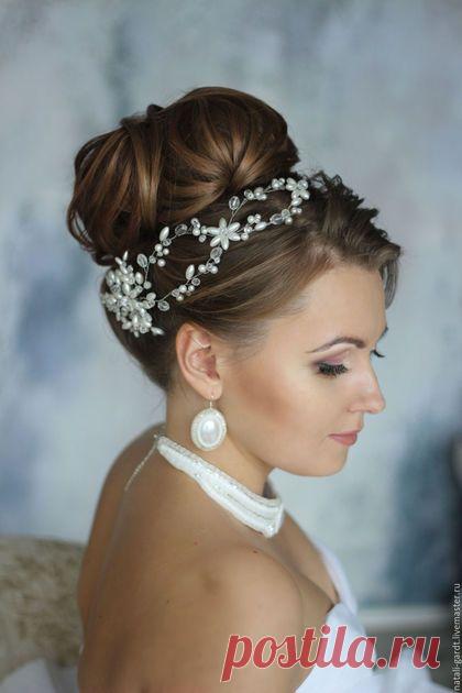 Купить Свадебное украшение для прически "Ажур" - белый, свадебное украшение, украшение в прическу, украшение в волосы