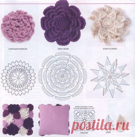 Ажурные подушки из квадратных мотивов — Рукоделие