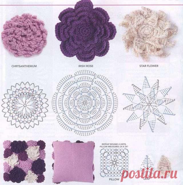 Ажурные подушки из квадратных мотивов — Рукоделие