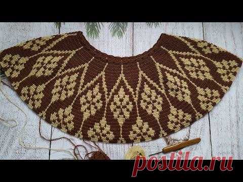 Джемпер "Тирамису". Жаккард крючком. Часть 7. Вяжем 17-18 ряды.