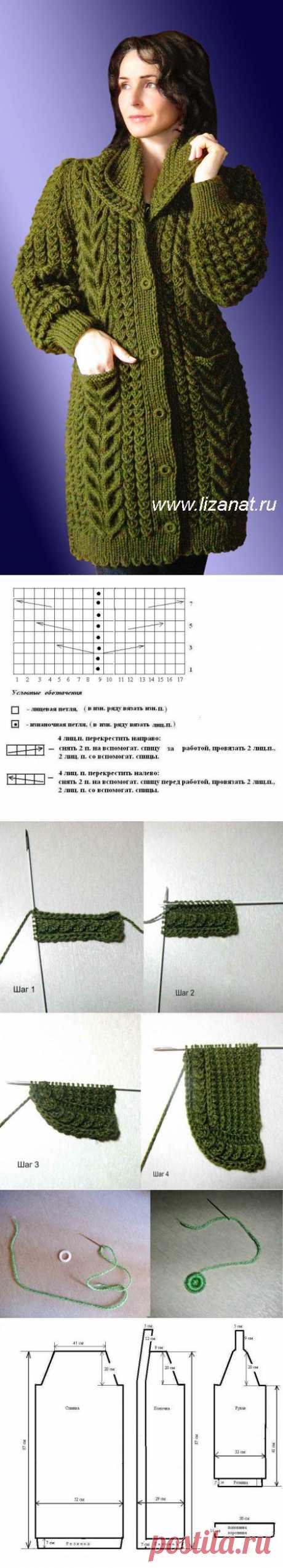 Кардиган «Уютненький» удлиненный (с косами). Вязание. Описание и схемы. | Блог Натальи Лок