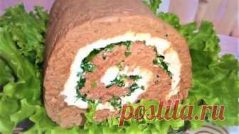 Очень Вкусный и Красивый Рулет из Печени со Сливочным Маслом и Зеленью. — Кулинарная книга - рецепты с фото