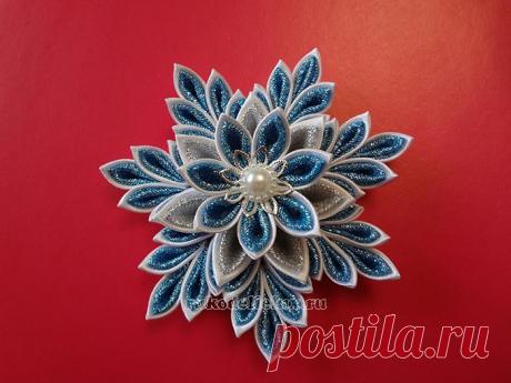 Снежинки канзаши из лент — мастер-класс как сделать снежинку своими руками в технике канзаши
