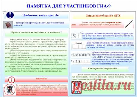 Памятка ОГЭ / ЕГЭ и ОГЭ / Школа интернат №19 РЖД