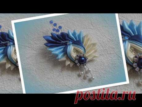 Kanzashi/ Канзаши, брошь/ МК/ DIY/brooch