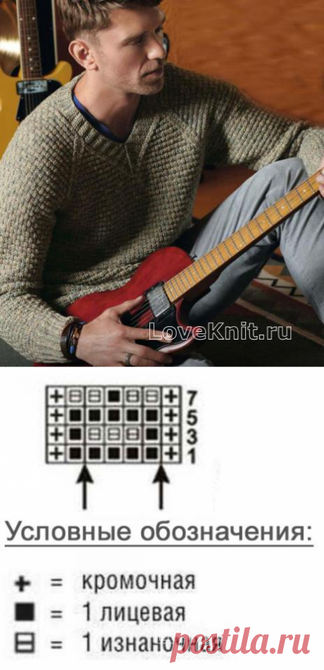 Классический пуловер c V-образным вырезом схема