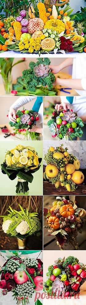 Осенние букеты с овощами и фруктами: 5 идей для начинающего флориста